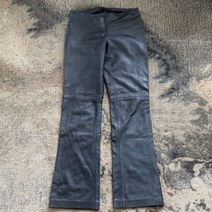 Super soft Parallel Lambskin Bootleg Cut metallic Dark Blue leather pants size 4